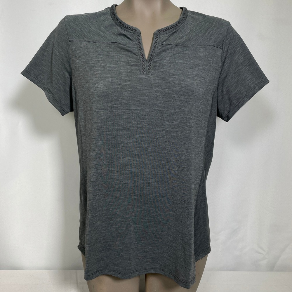 Kuhl Allegro Gunmetal Split Neck Performance Shirt Top Women's MEDIUM